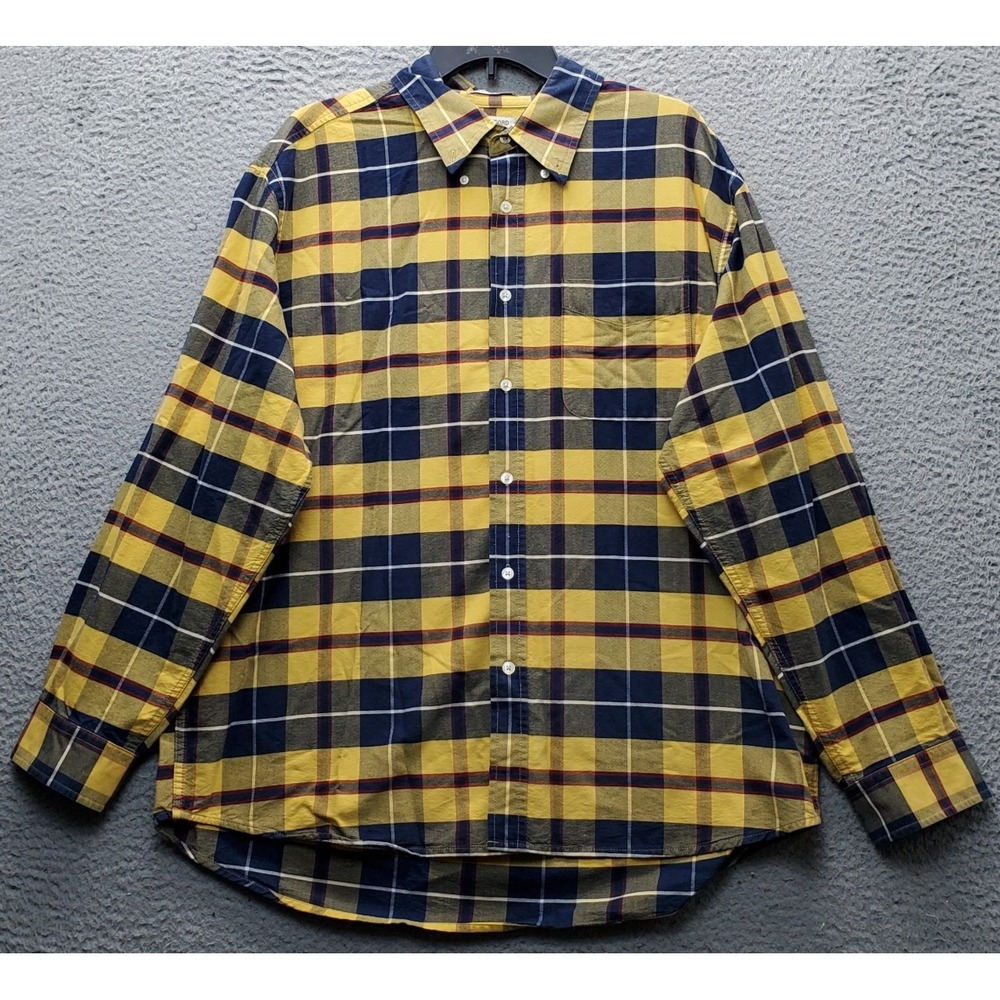 John Ashford Shirt Mens XL Multi Plaid‎ Cotton Stain-Resistant Button Down EUC